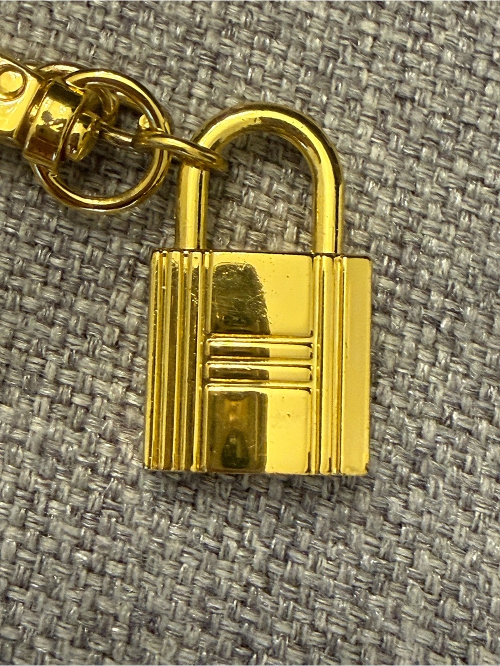 Gold Bag Charm Chain with 'H' Monogram, Dog, Horse & Padlock Charms - Picture 5 of 6